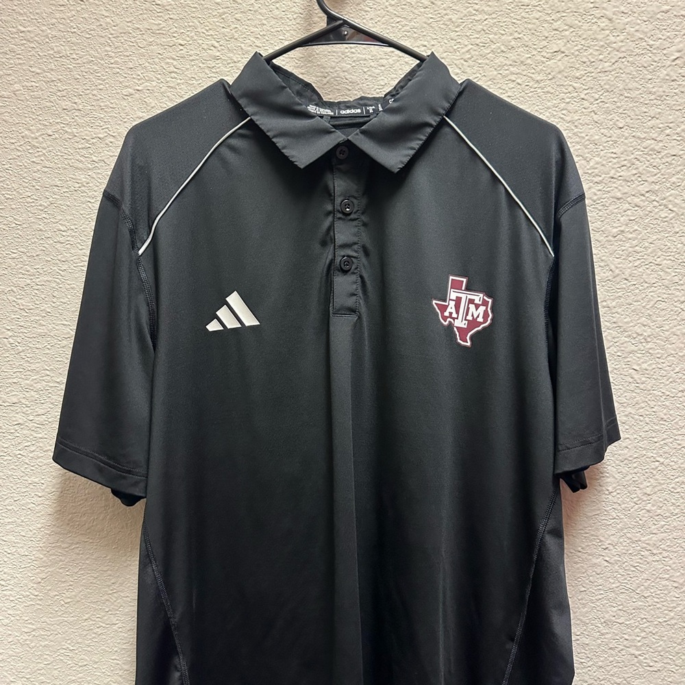 Adidas Football Texas A&M Black Polo Shirt